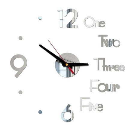 DESIGNICE 2026 New Ghost Clock Diy Wall Clock 3D Mirror Surface Sticker Home Office Decor Clock Silver