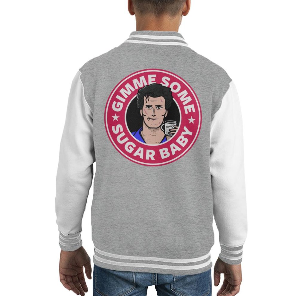 (X-Large (12-13 Yrs), Heather Grey/White) Gimme Some Sugar Baby Ash Army of Darkness Starbucks Logo Kid's Varsity Jacket