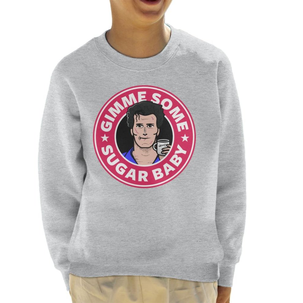 (X-Large (12-13 Yrs), Heather Grey) Gimme Some Sugar Baby Ash Army of Darkness Starbucks Logo Kid's Sweatshirt