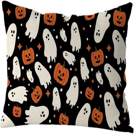 AUQ 2026 New Halloween Pillow Covers 12X20  Ghost Pumpkins Linen Pillowcase Holiday Farmhouse Throw Pillows Indoor Outdoor Couch Cushion Case for Home