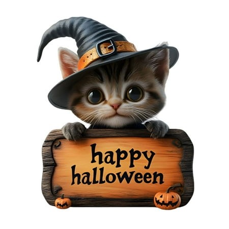 XIBUFE 2026 New Halloween Door Decorations Halloween Hanging Cute Ghost Black Cat Front Door Hanger Boo Hanging Sign Wooden Wall Decor for Room Party 