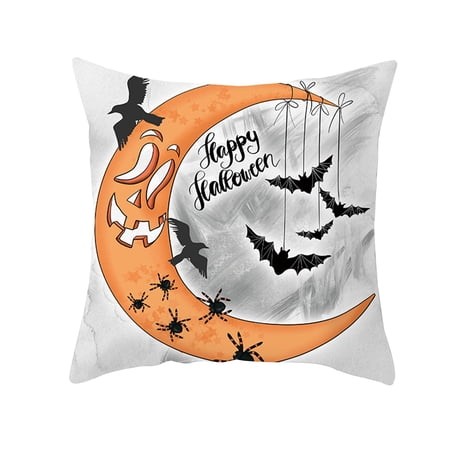 AUQ 2026 New Happy Halloween Throw Pillow Covers 18 X 18 Halloween Pumpkin Decorative Pillowcases Festive Ghost Bat Caster Decorations for Farmhouse