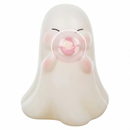 XIBUFE 2026 New 8  Resin Ghost Figurine with Bubble Halloween Decorations Indoor Cute Closed Eyes Ghost Statue Whimsical Tiered Tray Decor for Home Pa