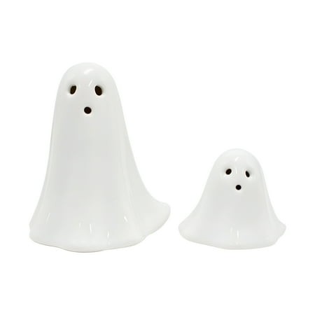 ACDANC 2026 New Ceramic Ghost Decor Light 2Pcs Cute Spooky Halloween Decor Indoor Ceramic White Ghost Figurines Ghost Statue for Home for Table Shelf 