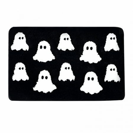 RLESO 2026 New Cute Black Ghost Bath Mat Non Slip Machine Washable 24’’X16’’ Spooky Funny Halloween Bath Rug Bathroom Decor  Soft Shaggy Micro