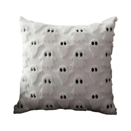 AUQ 2026 New Halloween Ghost Pillow Covers Cute Ghost Pillowcases for Home Bedroom Sofa Couch Decorations Indoor Cushion Cover White 18X18   for Hallo