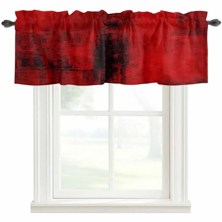 Red Kitchen Valances for Windows  Retro Oil Painting Modern Abstract Art Aesthetics Bathroom Window Valances 54x18 Inch Rod Pocket Window Treatments V