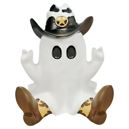 XIBUFE 2026 New Halloween Ghost Cowboy  Halloween Cowboy Ghost Statue  Resin Crafts Ornaments Cute Cowboy Ghost Decor  Halloween Tabletop Ghost Figuri