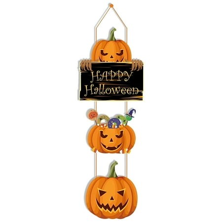 XIBUFE 2026 New Halloween Decorations Door Hanging Sign Pumpkin Ghost Front Door Hanger Sign for Halloween Home Room Indoor Outdoor Decor