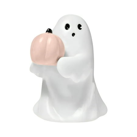 ACDANC 2026 New Ceramic Ghost Figurine Holding Pumpkin–Halloween Tabletop Decoration Cute White Ghost Ornament for Home Decor Holiday Party Centerpi