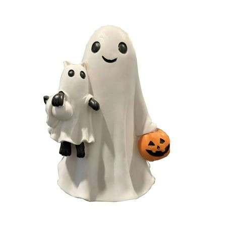 ACDANC 2026 New Ghost Hugging Cat Figurine Decor Cute Halloween Ghost Decor with Spooky Ghost Hugging Cat Statue for Porch Garden Table Bookshelf Bedr