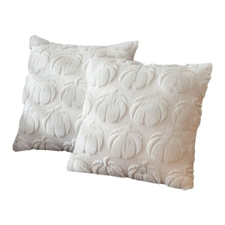 AUQ 2026 New Halloween Pillow Covers 18X18  2Pcs Ghost Throw Pillow Cases Autumn Rust Pumpkin Throw Pillow Cases Soft Plush Faux Fur Wool Couch Cushio
