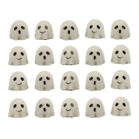 XIBUFE 2026 New 20Pcs Mini Resin Ghosts Halloween Small Ghost Miniature Figurines Resin Small Ghost Ornaments Halloween Garden Accessories Miniature F