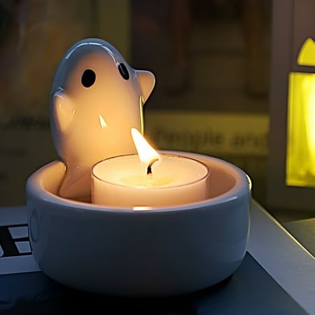 XIBUFE 2026 New Resin Ghost Candle Holder Candle Holder Without Candle Plaster Candle Holder Decor Cute Ghost Scented Candle Holder Home and Office De