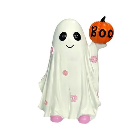 XIBUFE 2026 New Halloween Resin Couple Ghost Figurines - Cute Halloween Ghost Sculpture Statue Halloween Decorations for Coffee Table Shelf Mantel Hom