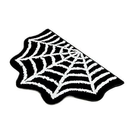 RLESO 2026 New Gothic Halloween Rug with Spider Web Pumpkin&Ghost–Plush Non-Slip Indoor/Outdoor Mat Washable Gothic Cute Bathroom Kitchen or Entrywa