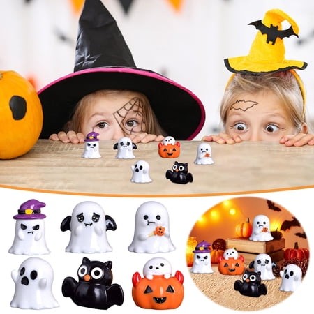 XIBUFE 2026 New Halloween Garden Figurines Pumpkin Ghost Resin Miniature Model Witch Figurines Decorated Party Diy Decoration for Halloween  Party Dec