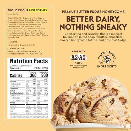Alec's Peanut Butter Fudge Honeycomb Ice Cream - A2 Dairy, 14 Fl Oz thumbnail