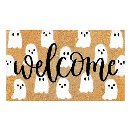 RLESO 2026 New Halloween Welcome Ghost Carpet Halloween Theme Doormat Halloween Party Supplies Decorations (30*18) for Front Door  Entryway  Halloween