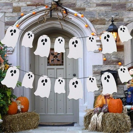 VIKSZOY 2026 Home Decor Ghost Flag Party Decoration Flower Flag Hanging Ghost Festival Scene Decoration Pendant