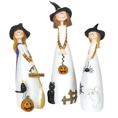XIBUFE 2026 New Halloween Witch Decorations Cute Home and Party Holiday Decor and Fall Accents Classic Witches Hats Cat Ghost Crow and Pumpkins Cerami