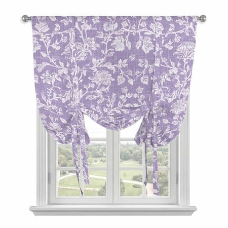 Botanical Rose Bud Tie up Curtains for Kitchen Windows Adjustable Rod Pocket Valance 63 Inch Long  Vintage Lavender Floral Leaves Farmhouse Window Tre