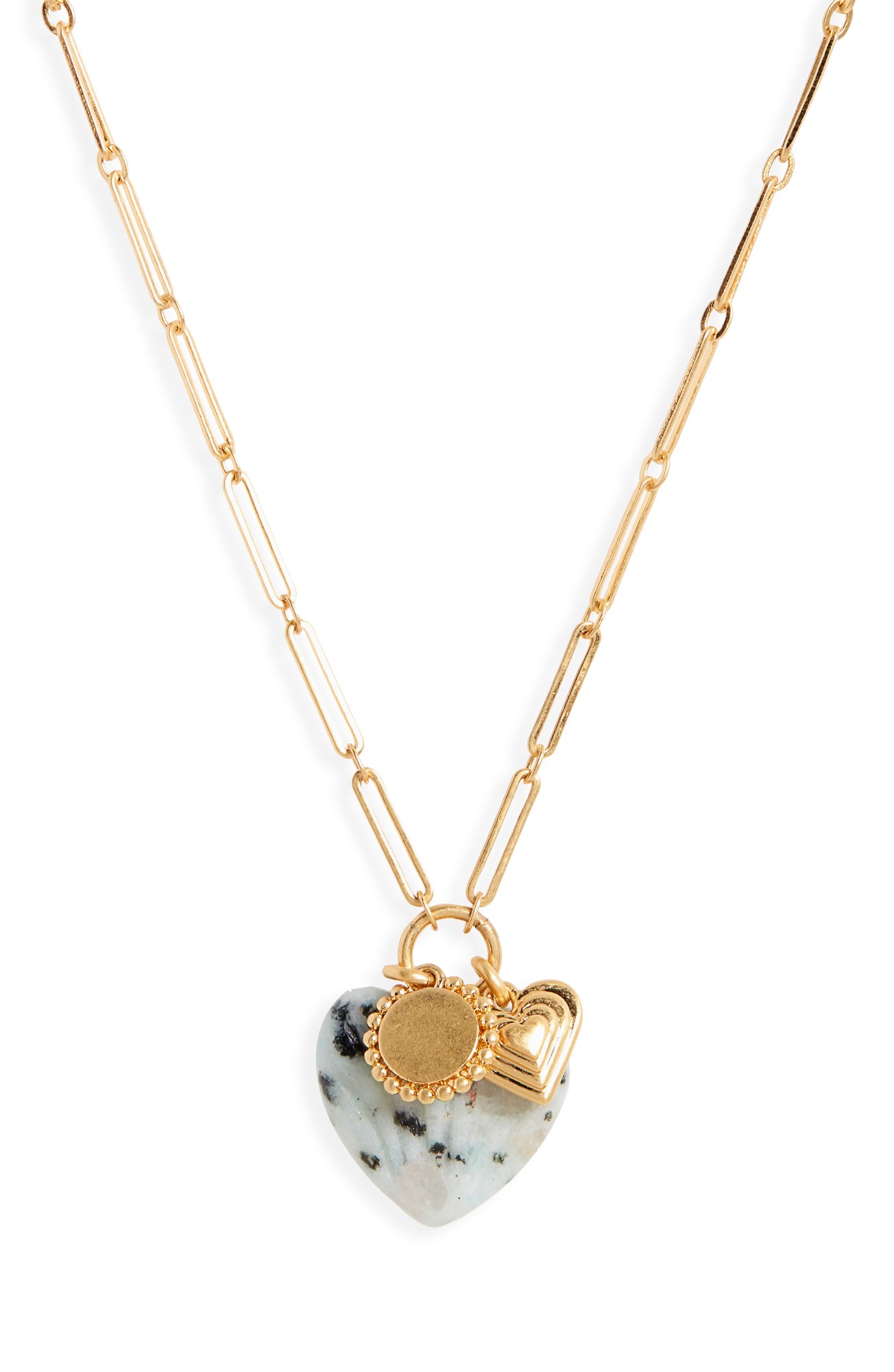 Women's Madewell Carved Heart Charm Cluster Necklace