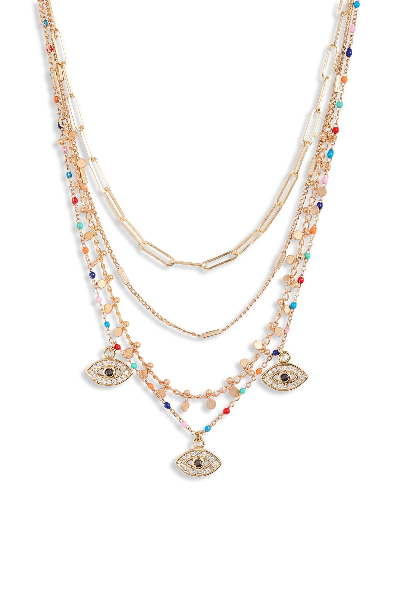 Women's Nakamol Chicago Multistrand Evil Eye Charm Necklace