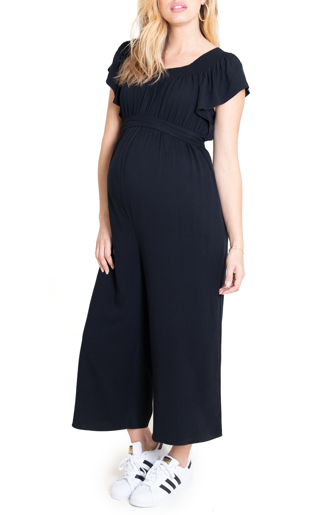 Ingrid & Isabel -  EveryWear Wide Leg Maternity Jumpsuit - Size Medium in Black