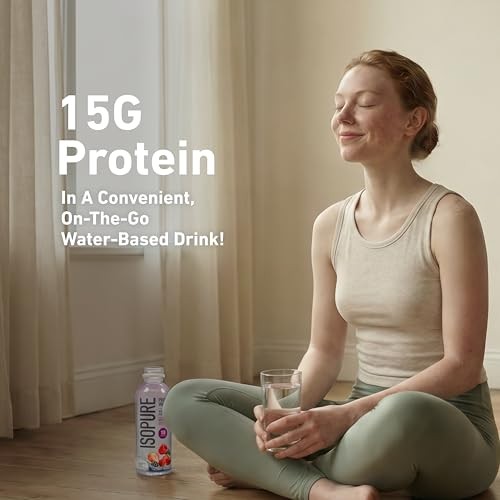 Isopure Clear Protein Water with Electrolytes, 15g Whey Protein Isolate, Zero Sugar, Mixed Berry, 20 Fl Oz Bottles, 12-Pack thumbnail