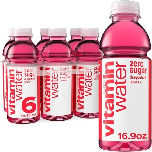 Vitaminwater Power-C Dragonfruit Zero Sugar, Flavored Water Beverage Bottles, 16.9 Fl Oz, 6 Pack