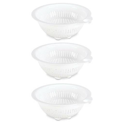 Sterilite Colander Strainer Drainer Plastic White 0765 Easy Storage New 3-Pack