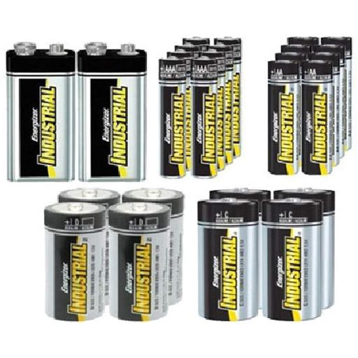 8 AA + 8 AAA + 4 C + 4 D + 2 9 Volt Energizer Industrial Alkaline Battery Combo