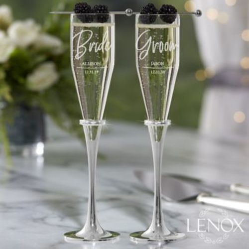 Lenox  Devotion Engraved Wedding Personalized Champagne Flute Set (Set of 2)