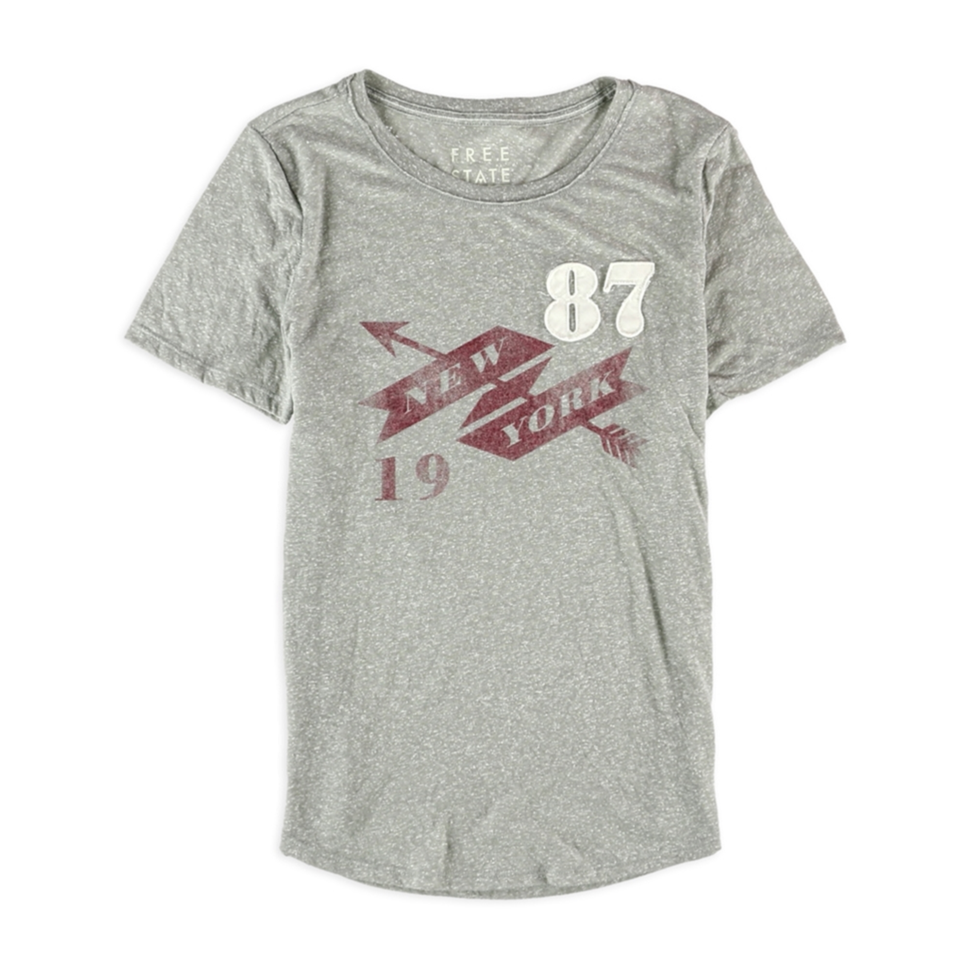 Aeropostale Womens New York 87 Embellished T-Shirt, Grey, X-Small