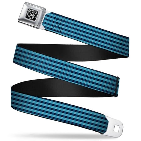 Buckle-Down Belt  Seatbelt Buckle Belt  Mini Buffalo Plaid Navy Blue  Youth 22 to 32 Inches