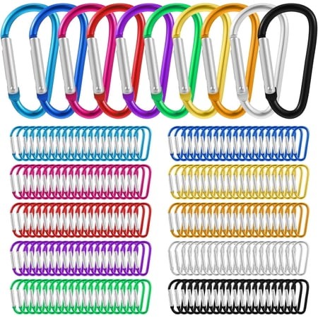 200pcs 1.8  Carabiner Clip D Ring Carabiners Small Carabiner Keychain Spring Snap Hooks Mini Carabiners Clip Set for Keys Dog Leash Backpack Camping H