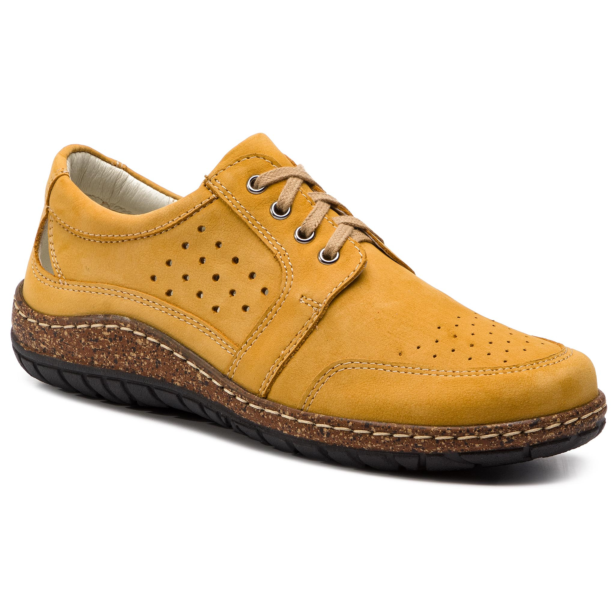 Pantofi WALDI - 0708 Żółty Nubuk