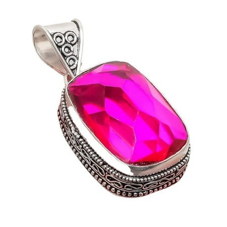 Pink Rubillite Gemstone Handmade 925 Sterling Silver Jewelry Pendant 1.97  MA-5330