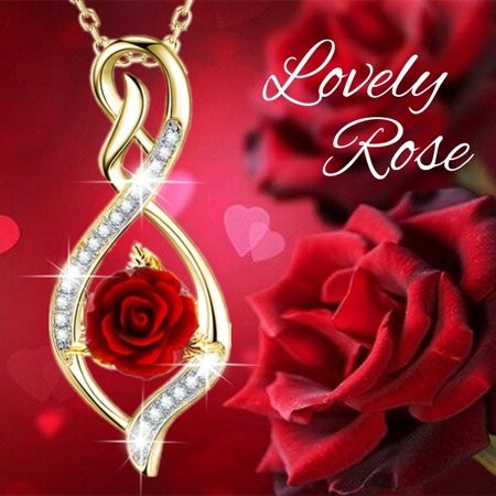 New 2026 Elegant Infinity Rose Pendant Necklace-Chic Water Drop Design  Perfect Fashionable Gift for Loved Onesin a Styleexquisite Jewelry Fashion Tre