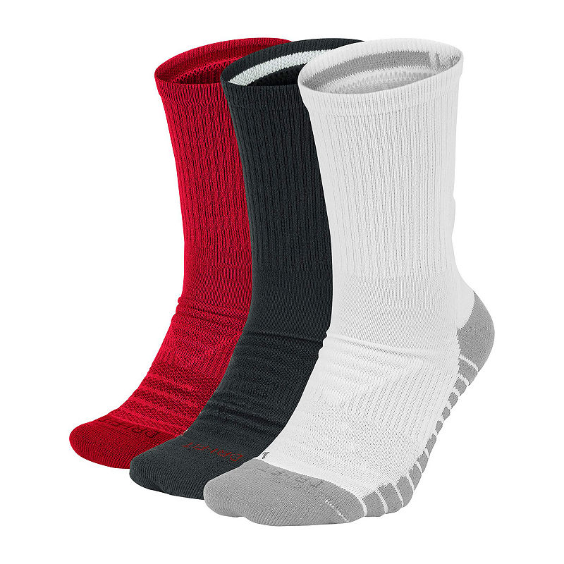 Nike Mens 3 Pair Crew Socks, 10-13 , Red