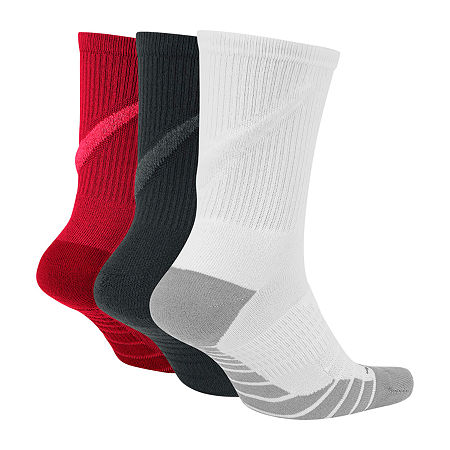 Nike Mens 3 Pair Crew Socks, 10-13 , Red thumbnail