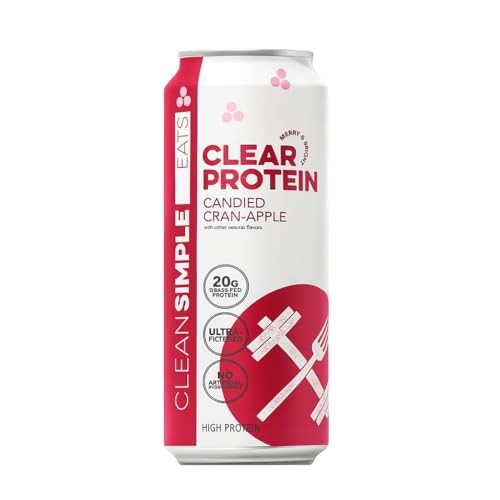 Clean Simple Eats Clear Protein Water, 20G Grass Fed Whey Protein, Ultra Filtered, Light & Refreshing Beverage, Low Lactose, No Artificial Ingredients