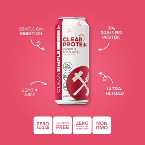 Clean Simple Eats Clear Protein Water, 20G Grass Fed Whey Protein, Ultra Filtered, Light & Refreshing Beverage, Low Lactose, No Artificial Ingredients thumbnail