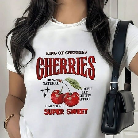 Brighherries Print SymB1Olizing Nature S Sweetness and C1Areful Cultivation for Joyful Energy WoM1en S 100% Cotton Hirt