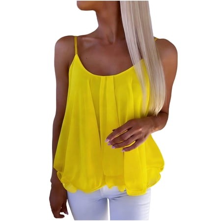 Snilers Womens Peplum Babydoll Tops V Neck Spaghetti Camis Top Loose Fit Flowy Ruffle Shirts Beach Vacation Cruise Outfits L