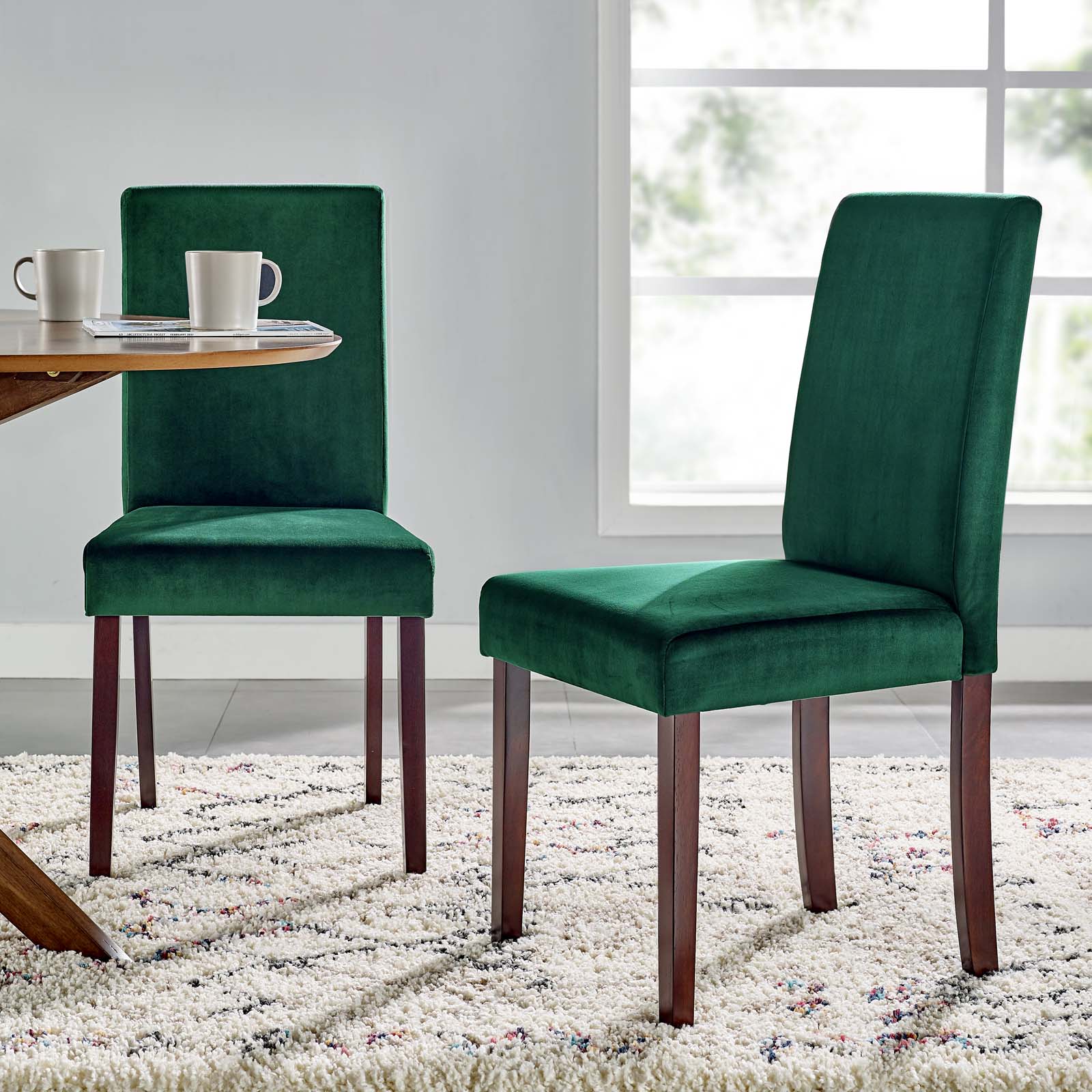 Prosper Upholstered Velvet Dining Side Chair Set of 2-EEI-3619 - Green