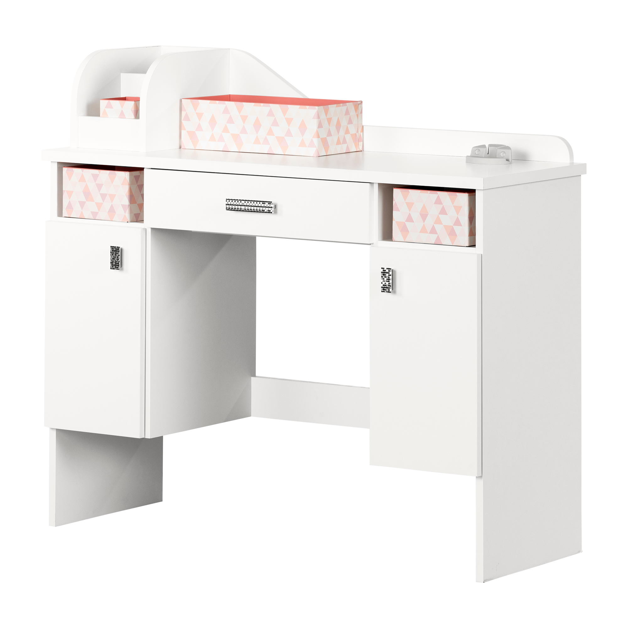 Tiara 1-Piece Particle Board Top Pure White Makeup Desk