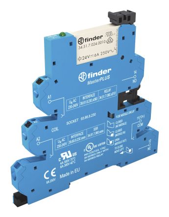 Finder 39 Series Interface Relay, DIN Rail, 240 V Ac/dc Coil, SPDT
