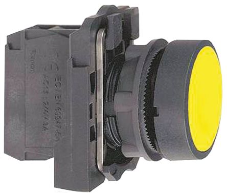 Schneider Electric Harmony XB5 Series Push Button Switch, Spring Return, Panel, 22 Mm Cutout, SPST, Yellow LED
